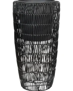 Best Beliani Set di 2 vasi per piante CHELONE Rattan sintetico (PE) 26/34 cm Nero