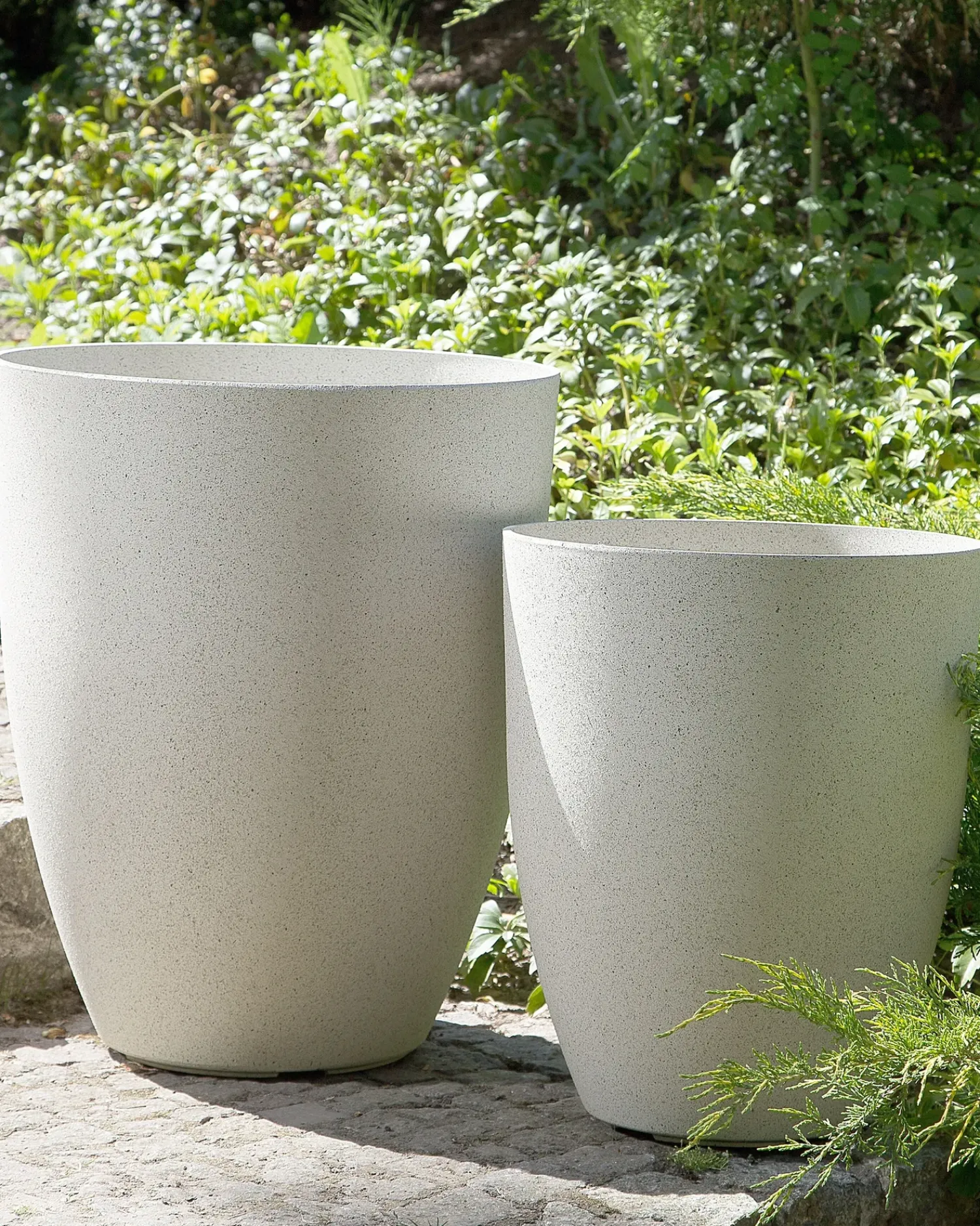 Beliani Set di vasi per piante CROTON 35 cm sporco Bianco