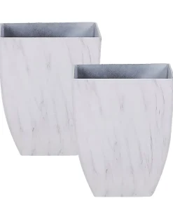 Outlet Beliani Set di 2 vasi per piante MIRO 35 cm Marmo Bianco