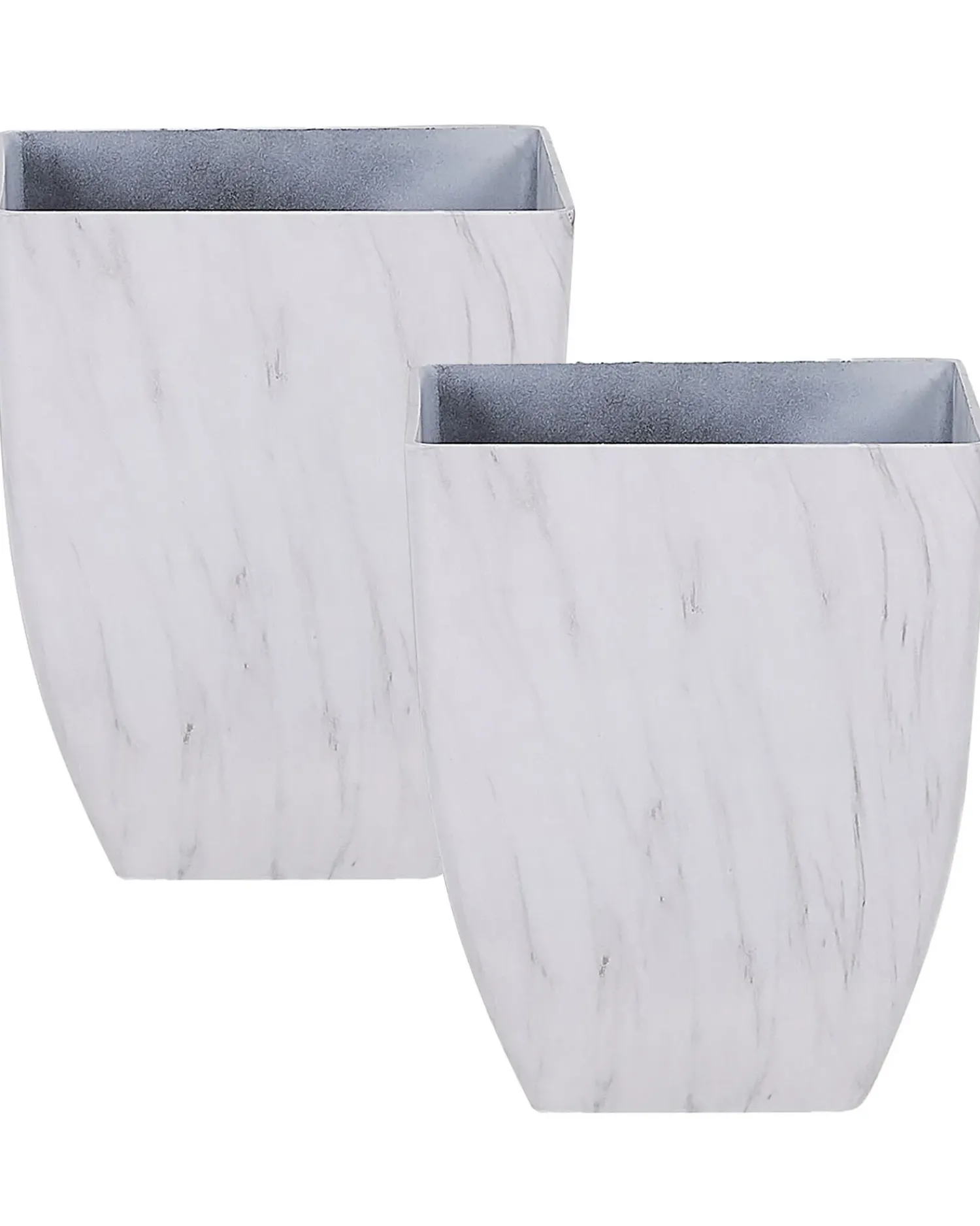 Outlet Beliani Set di 2 vasi per piante MIRO 35 cm Marmo Bianco