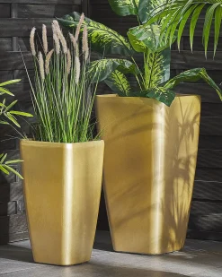 Outlet Beliani Set di 2 vasi per piante MODI 30 cm Oro