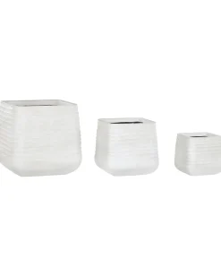 Outlet Beliani Set di 3 vasi per piante PARIKIA 50/38/28 cm Bianco sporco Bianco Grigio