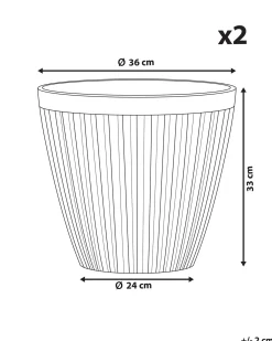 Discount Beliani Set di 2 vasi per piante POKA 36 cm Tortora Grigio