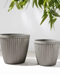 Discount Beliani Set di 2 vasi per piante POKA 36 cm Tortora Grigio