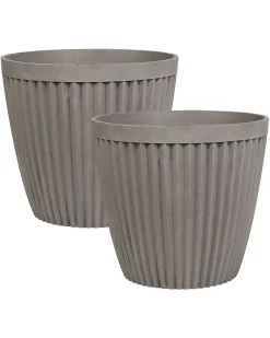 Discount Beliani Set di 2 vasi per piante POKA 36 cm Tortora Grigio