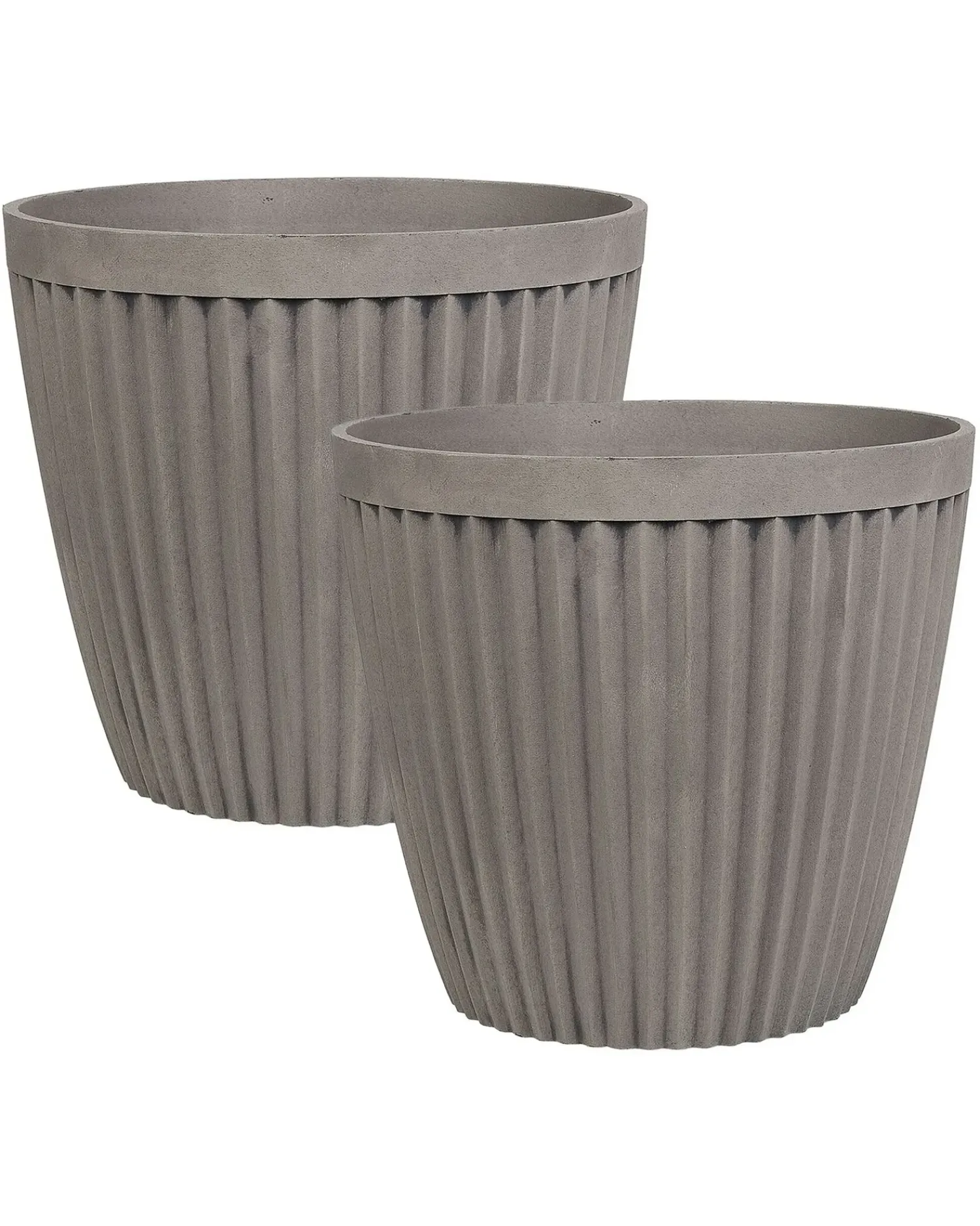 Discount Beliani Set di 2 vasi per piante POKA 36 cm Tortora Grigio