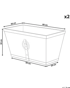 Discount Beliani Set di 2 vasi per piante PORIA 60 cm Grigio