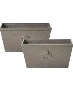 Discount Beliani Set di 2 vasi per piante PORIA 60 cm Grigio