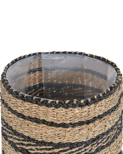 Discount Beliani Set di 3 vasi per piante RASBORA Alghe marine 35/31/27 cm Nero Beige Naturale Nero