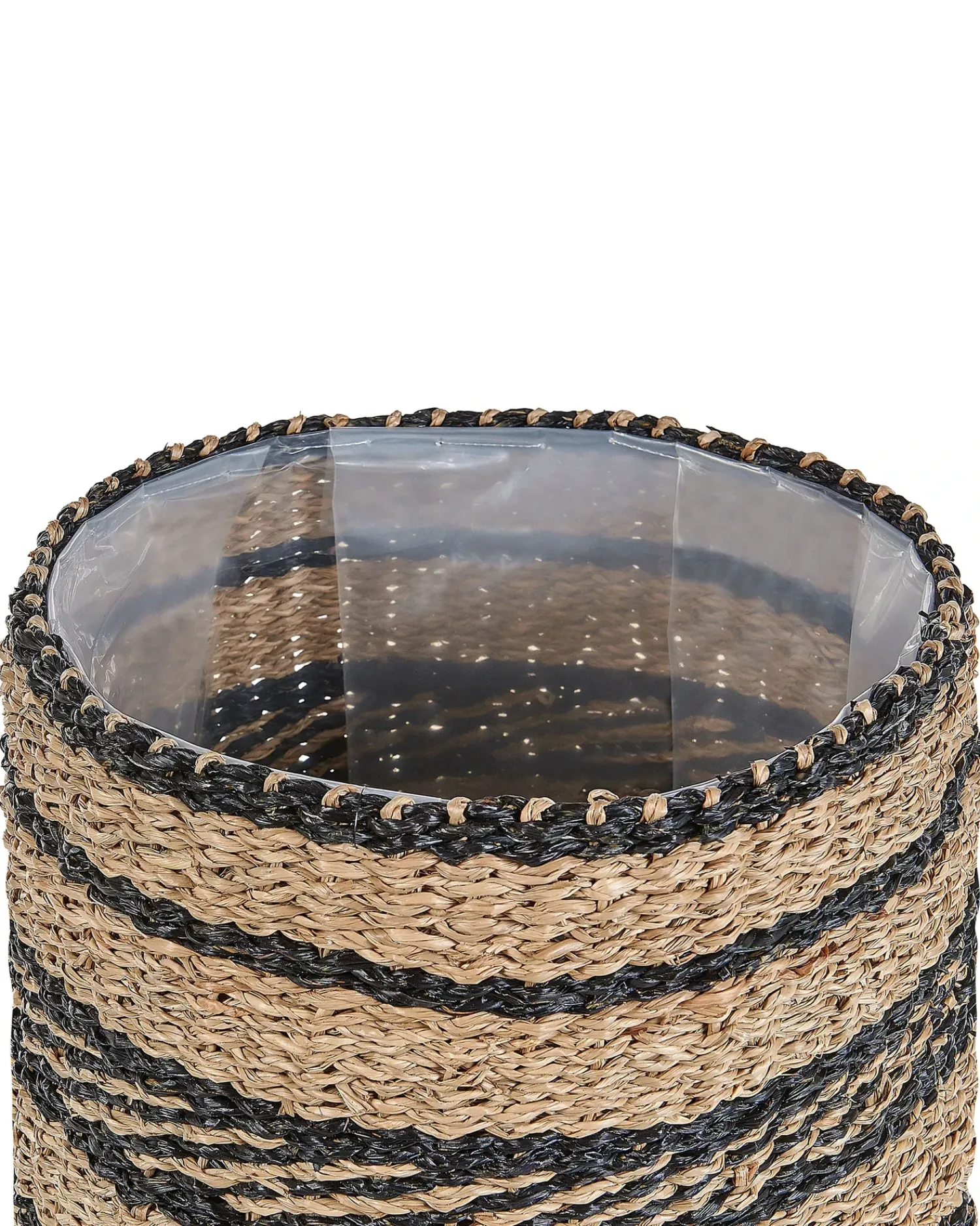 Discount Beliani Set di 3 vasi per piante RASBORA Alghe marine 35/31/27 cm Nero Beige Naturale Nero