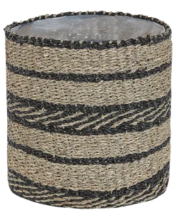 Discount Beliani Set di 3 vasi per piante RASBORA Alghe marine 35/31/27 cm Nero Beige Naturale Nero