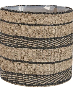 Discount Beliani Set di 3 vasi per piante RASBORA Alghe marine 35/31/27 cm Nero Beige Naturale Nero