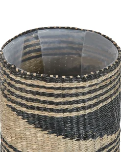 Online Beliani Set di 3 vasi per piante RATTAIL Alghe marine 32/29/27 cm Nero Beige Naturale Nero