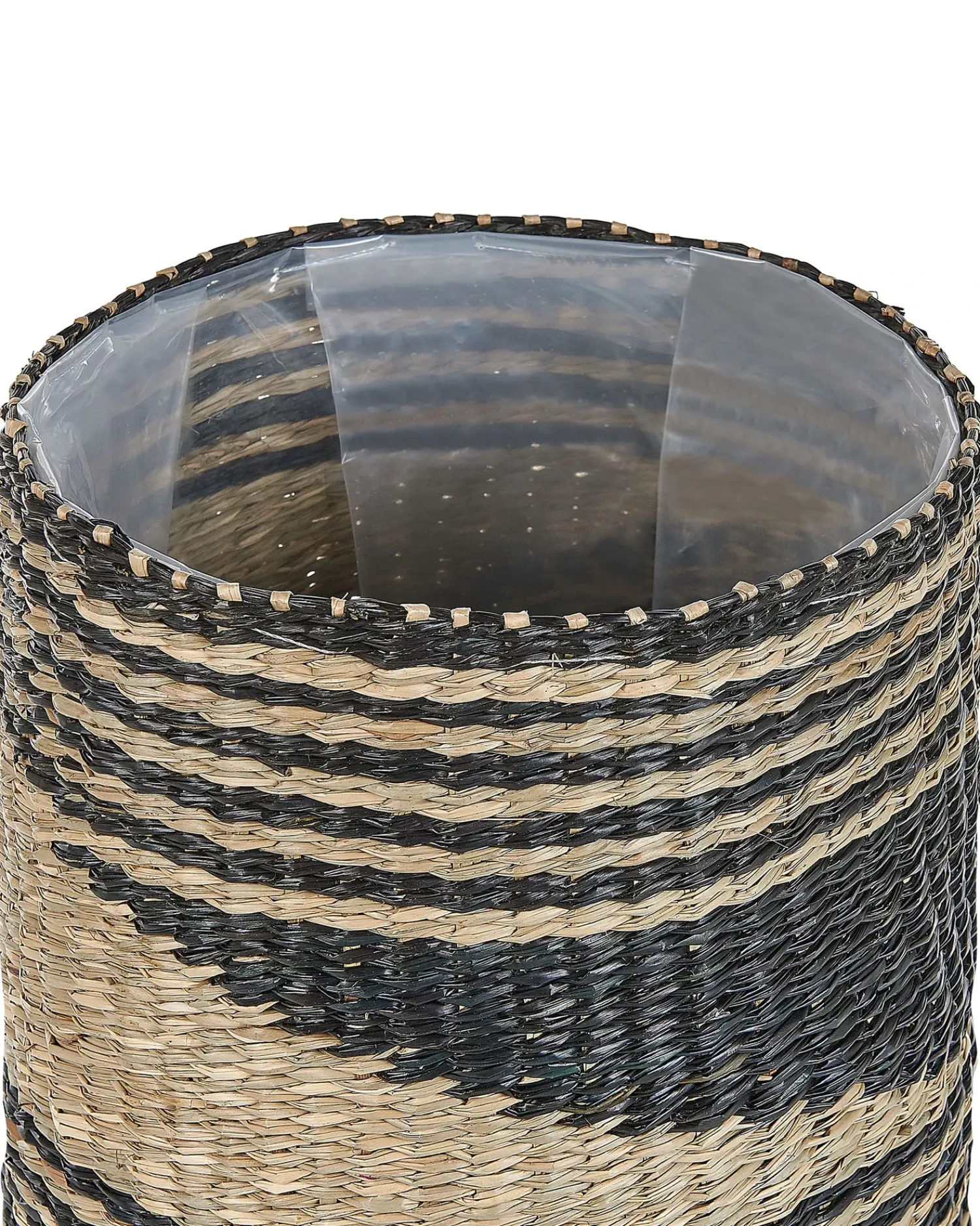 Online Beliani Set di 3 vasi per piante RATTAIL Alghe marine 32/29/27 cm Nero Beige Naturale Nero