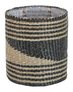 Online Beliani Set di 3 vasi per piante RATTAIL Alghe marine 32/29/27 cm Nero Beige Naturale Nero