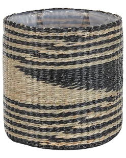 Online Beliani Set di 3 vasi per piante RATTAIL Alghe marine 32/29/27 cm Nero Beige Naturale Nero