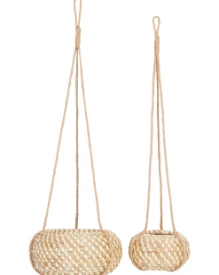 Outlet Beliani Set di 2 vasi per piante REMORA Alghe marine 22/14 cm Naturale Marrone