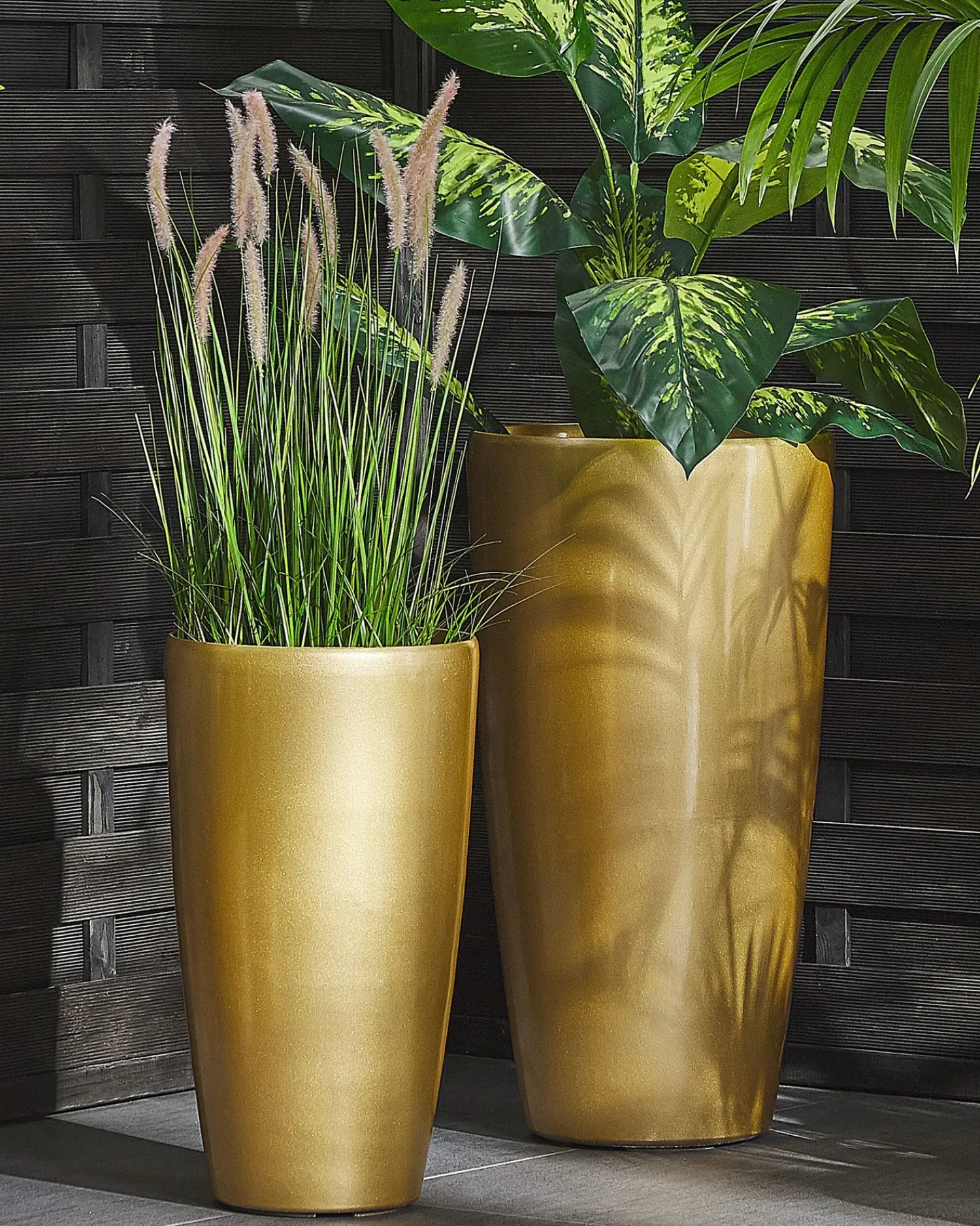 Discount Beliani Set di 2 vasi per piante TSERIA 32 cm Oro
