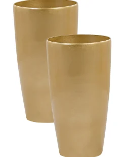Discount Beliani Set di 2 vasi per piante TSERIA 32 cm Oro