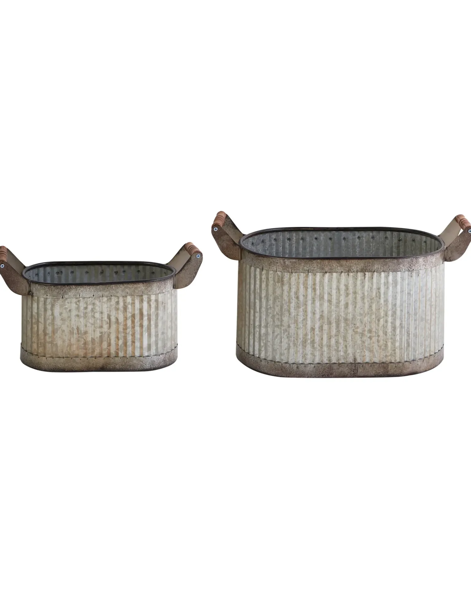 Online Beliani Set di 2 vasi per piante TULIPE Metallo 31/41 cm Grigio Grigio Marrone
