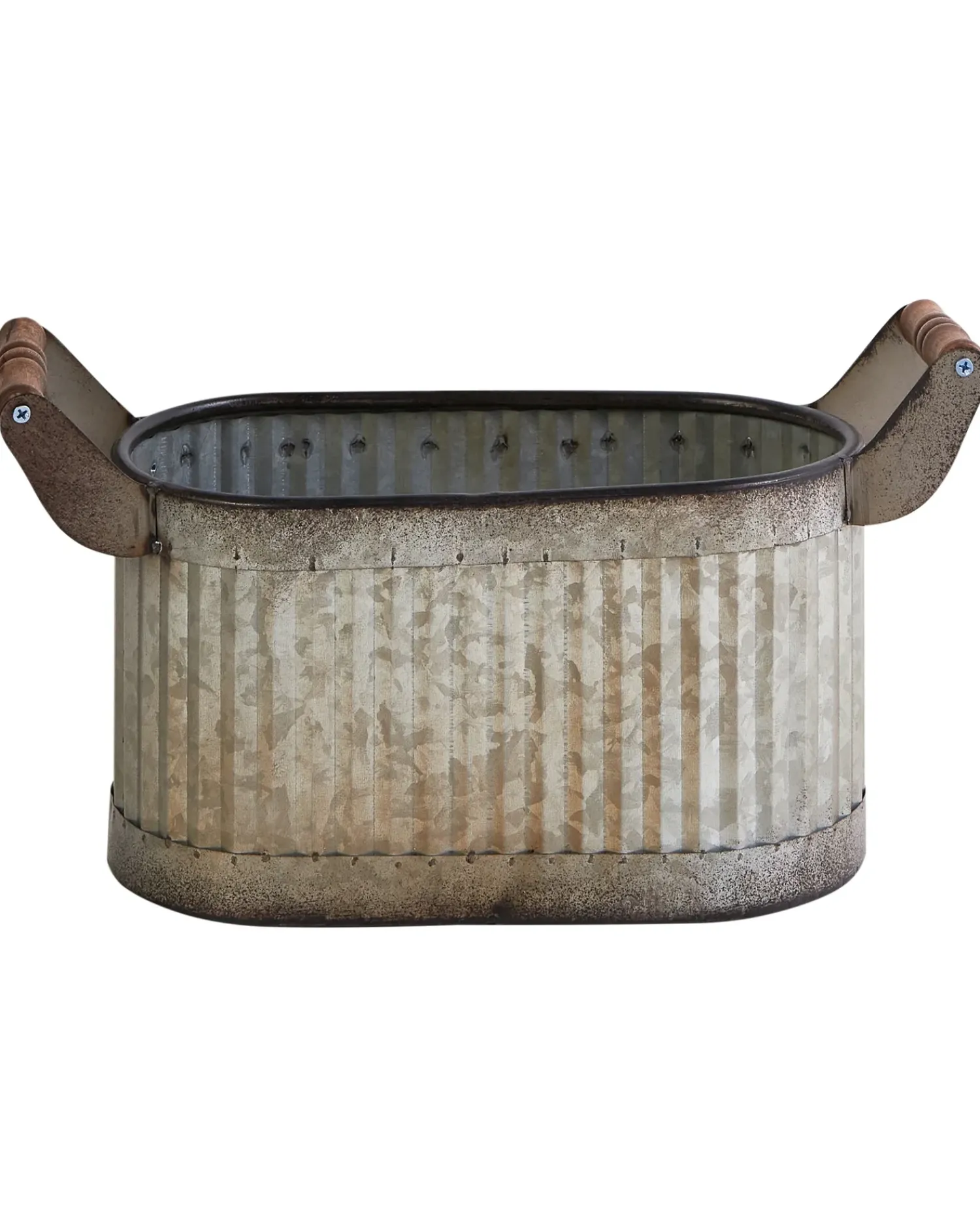 Online Beliani Set di 2 vasi per piante TULIPE Metallo 31/41 cm Grigio Grigio Marrone