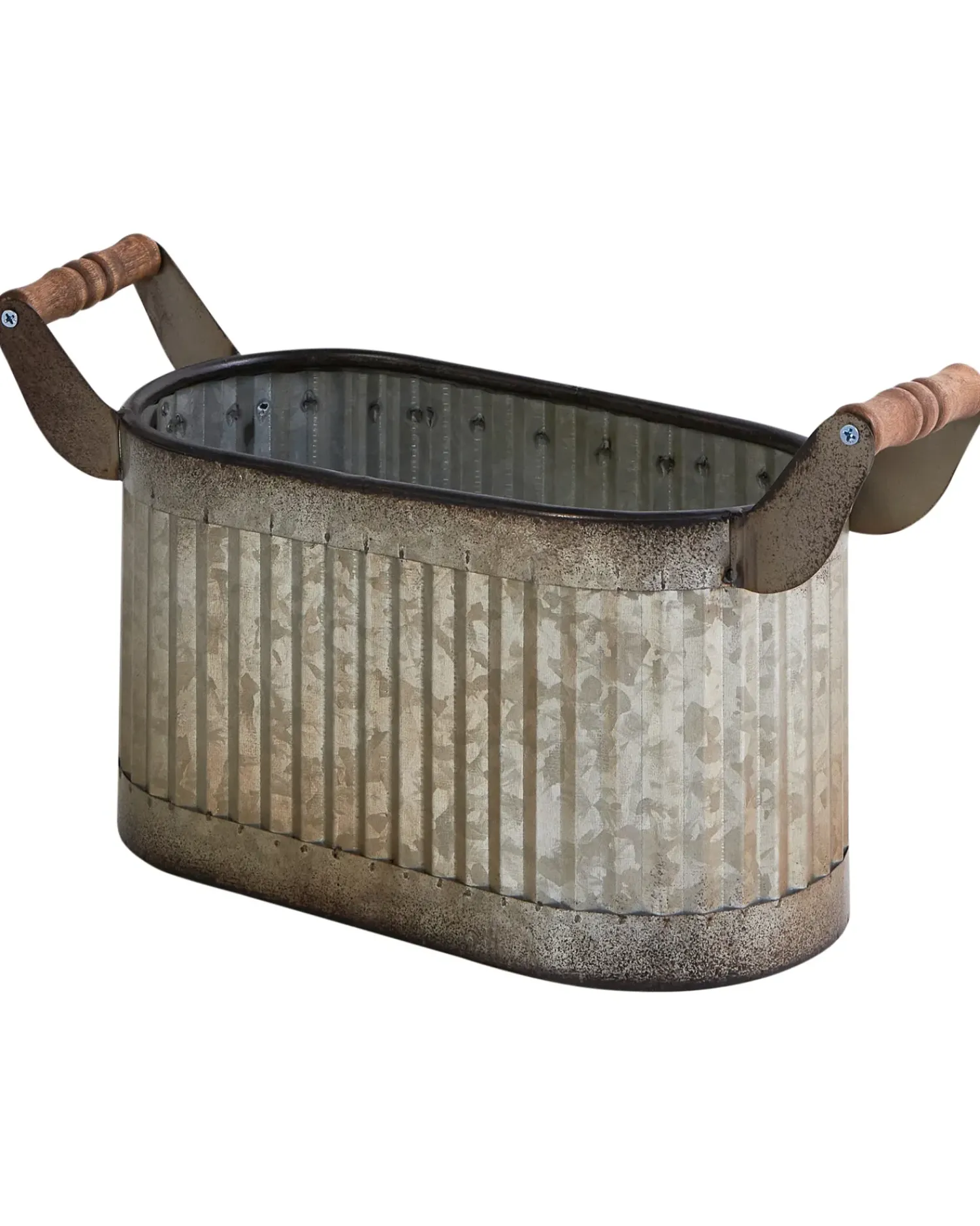 Online Beliani Set di 2 vasi per piante TULIPE Metallo 31/41 cm Grigio Grigio Marrone
