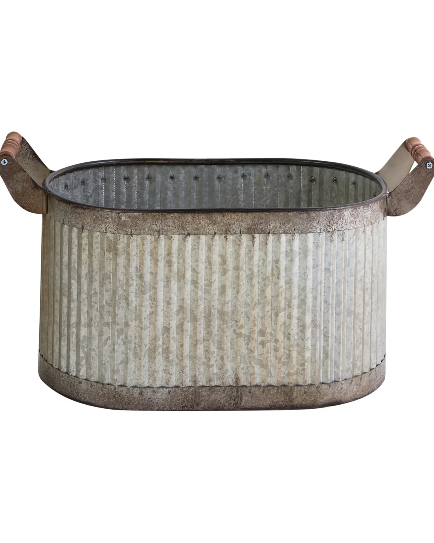 Online Beliani Set di 2 vasi per piante TULIPE Metallo 31/41 cm Grigio Grigio Marrone