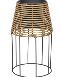 Best Beliani Set di 2 vasi rialzati per piante BORAGO Rattan sintetico (PE) 20/21 cm Naturale Marrone