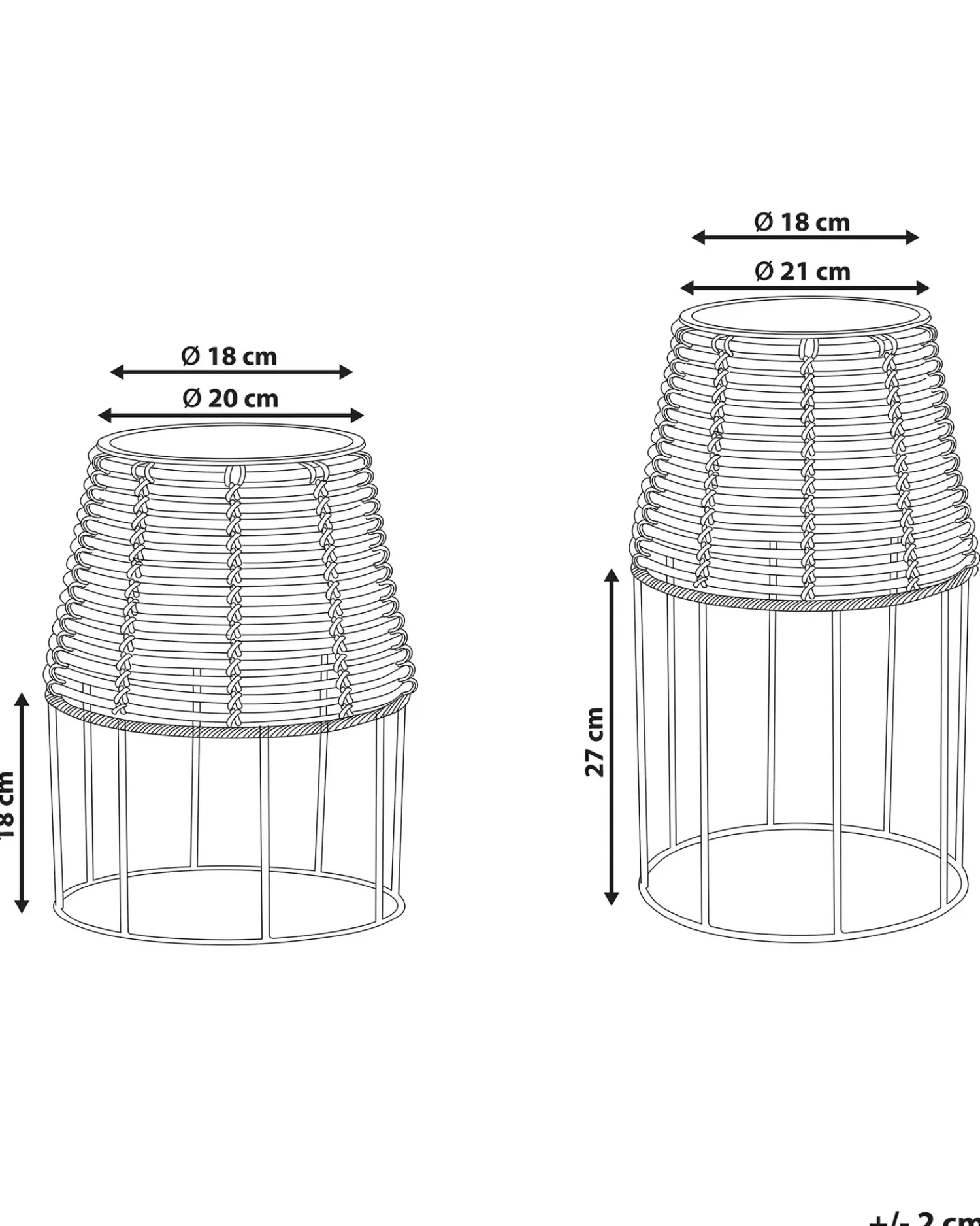 Best Beliani Set di 2 vasi rialzati per piante BORAGO Rattan sintetico (PE) 20/21 cm Naturale Marrone