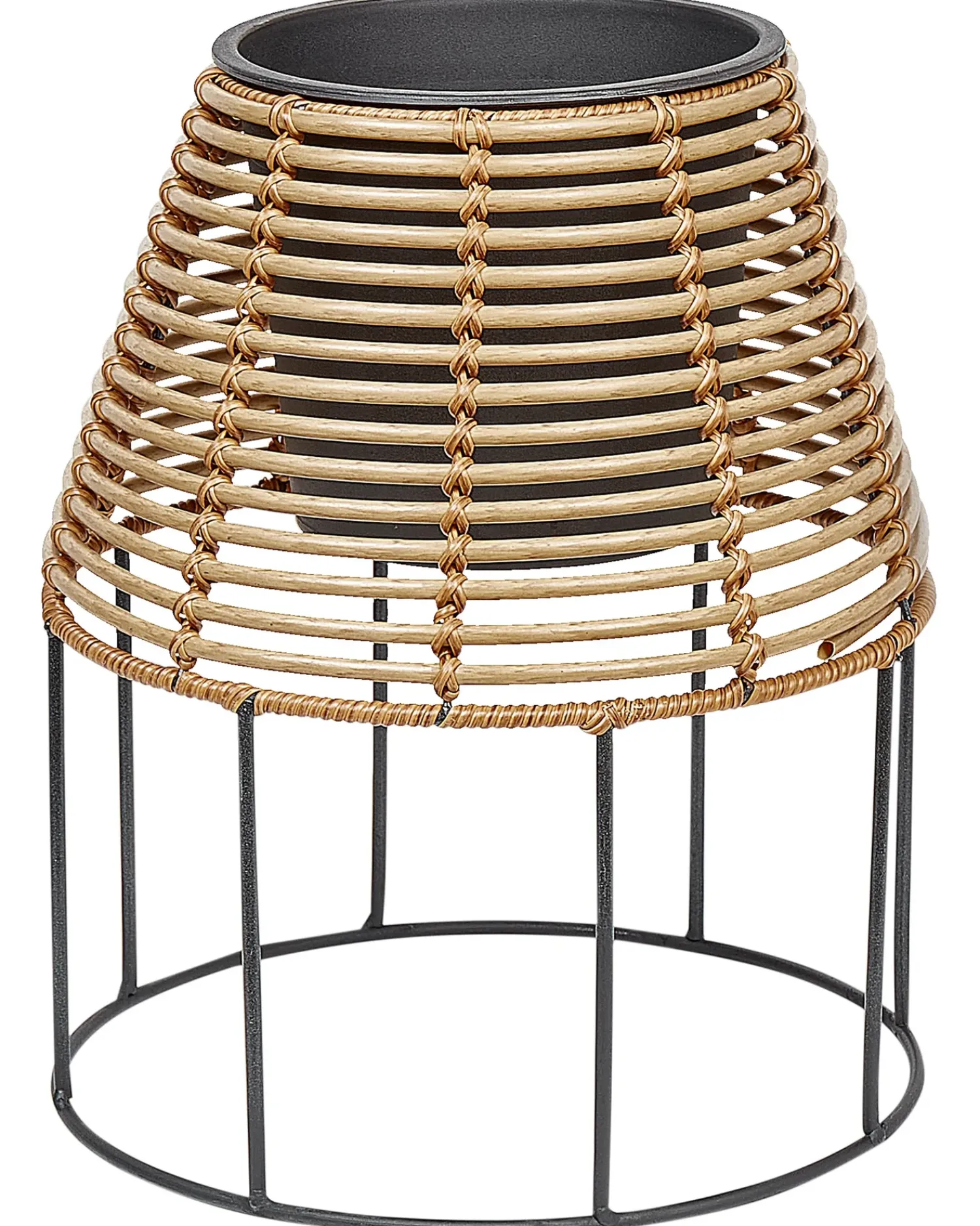 Best Beliani Set di 2 vasi rialzati per piante BORAGO Rattan sintetico (PE) 20/21 cm Naturale Marrone