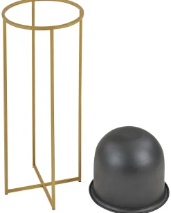 Clearance Beliani Set di 2 vasi rialzati per piante THUJA Metallo 21 cm Nero Oro Nero