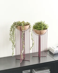 Clearance Beliani Set di 2 vasi rialzati per piante FICARIA Metallo 22 cm Rosa