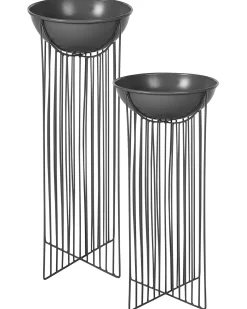 Beliani Set di 2 vasi rialzati per piante FICARIA Metallo 22 cm Nero