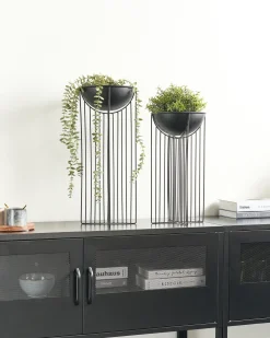 Beliani Set di 2 vasi rialzati per piante FICARIA Metallo 22 cm Nero