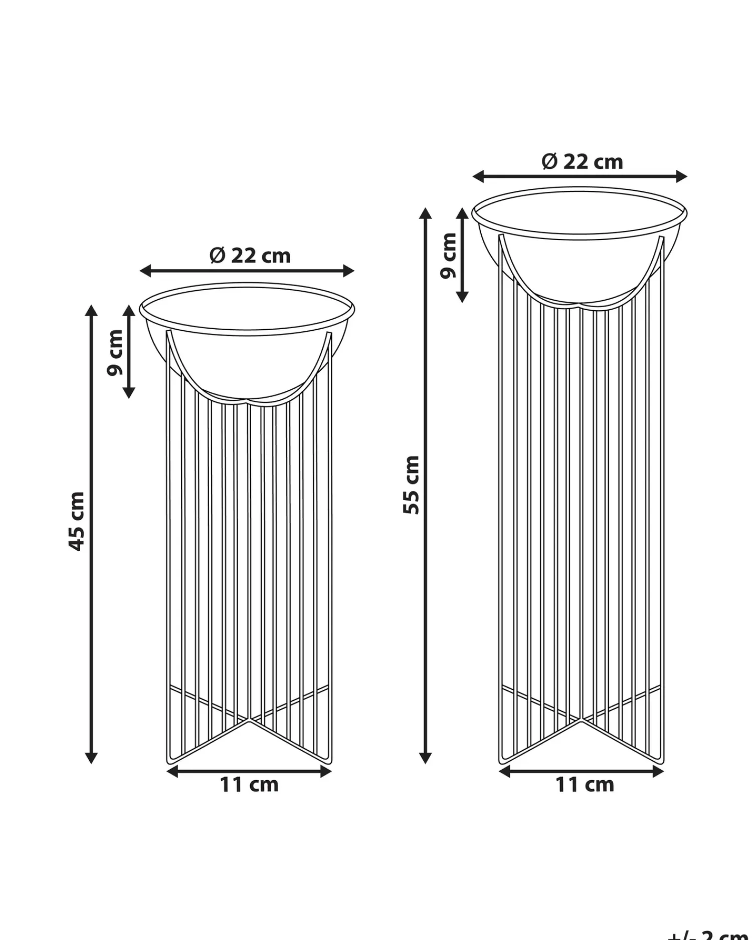 Beliani Set di 2 vasi rialzati per piante FICARIA Metallo 22 cm Nero