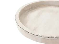 Online Beliani Set di 2 vassoi da portata MANSOURA Legno di mango Marrone chiaro Marrone Argento