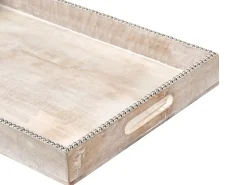 New Beliani Set di 2 vassoi da portata QUENA Legno di mango Marrone chiaro Marrone Argento