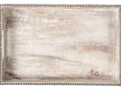 New Beliani Set di 2 vassoi da portata QUENA Legno di mango Marrone chiaro Marrone Argento