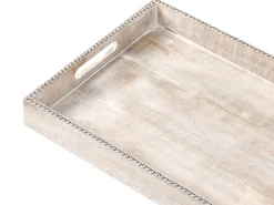 New Beliani Set di 2 vassoi da portata QUENA Legno di mango Marrone chiaro Marrone Argento