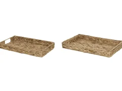 New Beliani Set di 2 vassoi decorativi KONTUM Vimini Naturale Beige Naturale