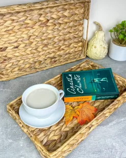 New Beliani Set di 2 vassoi decorativi KONTUM Vimini Naturale Beige Naturale