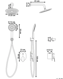 Set doccia da incasso con soffione a pioggia TINGUIRIRICA Nero