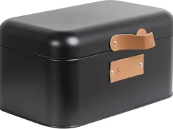 New Beliani Set Portapane e Barattoli 4 Pezzi REVERIE Metallo Nero Marrone Nero