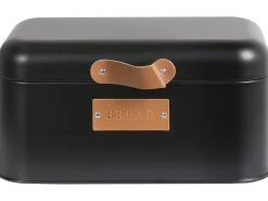 New Beliani Set Portapane e Barattoli 4 Pezzi REVERIE Metallo Nero Marrone Nero