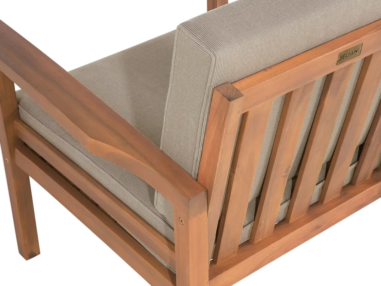 Online Beliani Set salotto da giardino con tavolo e pouf 4 posti MANILA Marrone chiaro Grigio Marrone