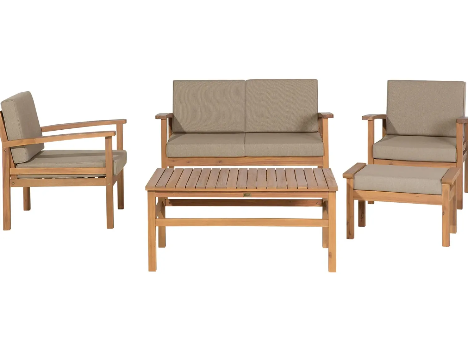 Online Beliani Set salotto da giardino con tavolo e pouf 4 posti MANILA Marrone chiaro Grigio Marrone