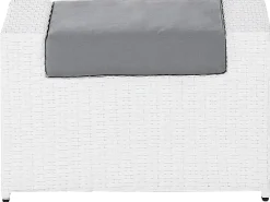 New Beliani Set salotto da giardino con tavolo e pouf 6 posti ROMA Rattan sintetico (PE) Bianco Bianco Grigio