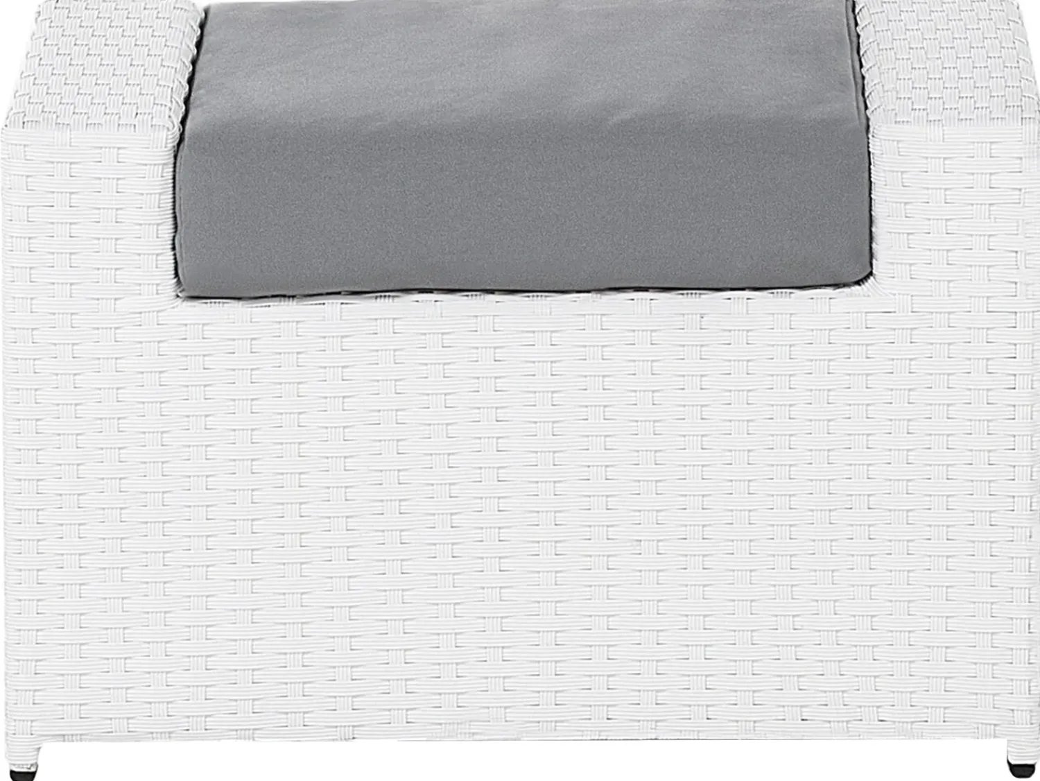 New Beliani Set salotto da giardino con tavolo e pouf 6 posti ROMA Rattan sintetico (PE) Bianco Bianco Grigio