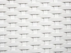 New Beliani Set salotto da giardino con tavolo e pouf 6 posti ROMA Rattan sintetico (PE) Bianco Bianco Grigio