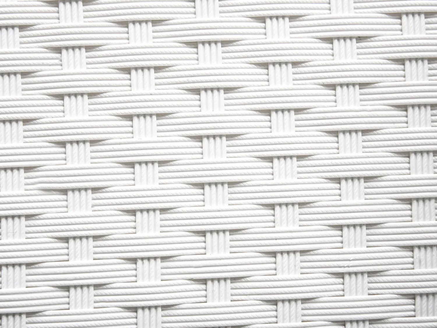 New Beliani Set salotto da giardino con tavolo e pouf 6 posti ROMA Rattan sintetico (PE) Bianco Bianco Grigio